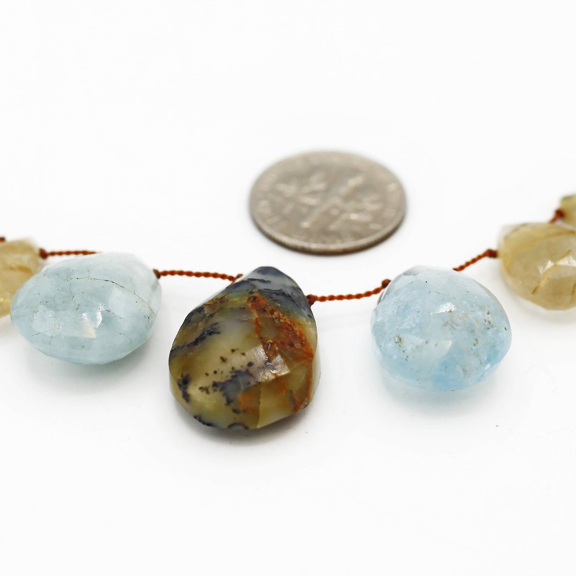 Lena Skadegard Jewels | Turquoise, Aquamarine, Opal, Labradorite, Quartz + 9k Gold Gemstone Necklace | Firecracker