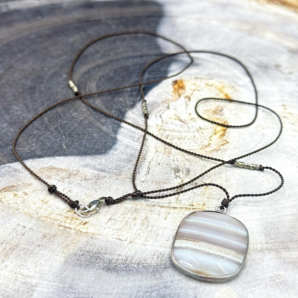 Margaret Solow Jewelry | Agate + Sterling Silver Gemstone Drop Necklace | Firecracker