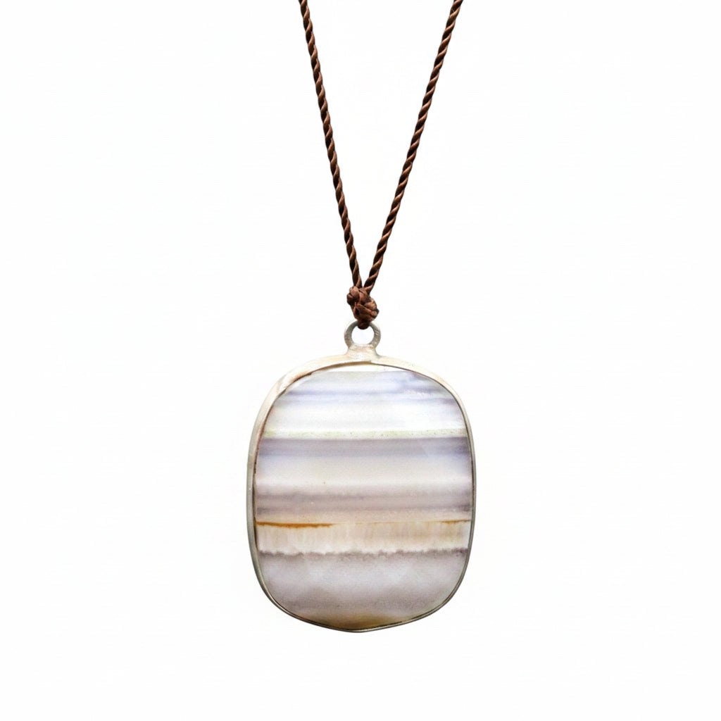 Margaret Solow Jewelry | Agate + Sterling Silver Gemstone Drop Necklace | Firecracker