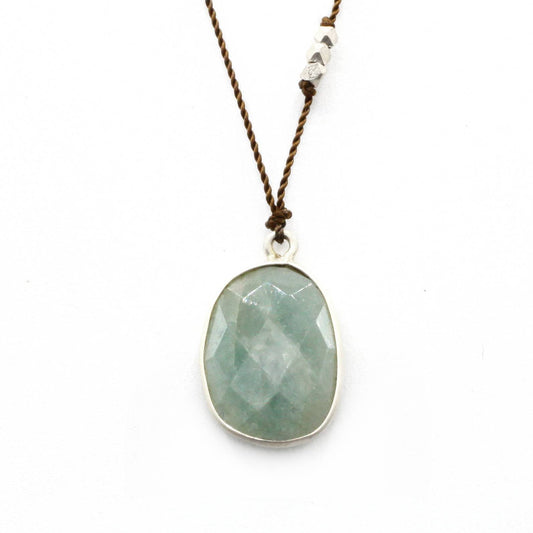 Margaret Solow Jewelry | Aquamarine + Sterling Silver Drop Necklace | Firecracker