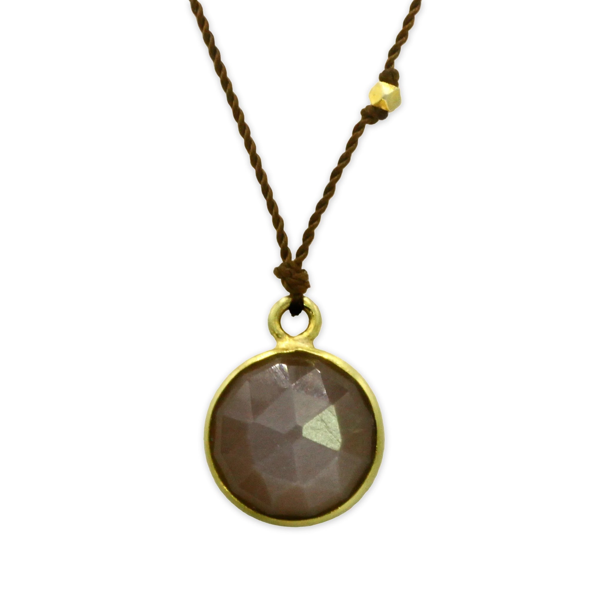 Margeret Solow Jewelry | Chocolate Moonstone + 18k Gold Drop Necklace | Firecracker