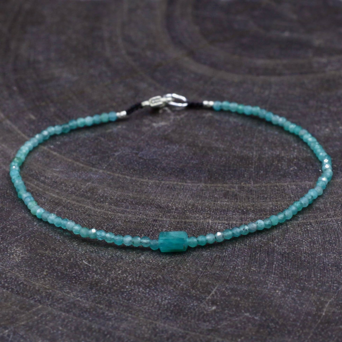 Margaret Solow Jewelry | Emerald + Sterling Silver Beaded Bracelet | Firecracker