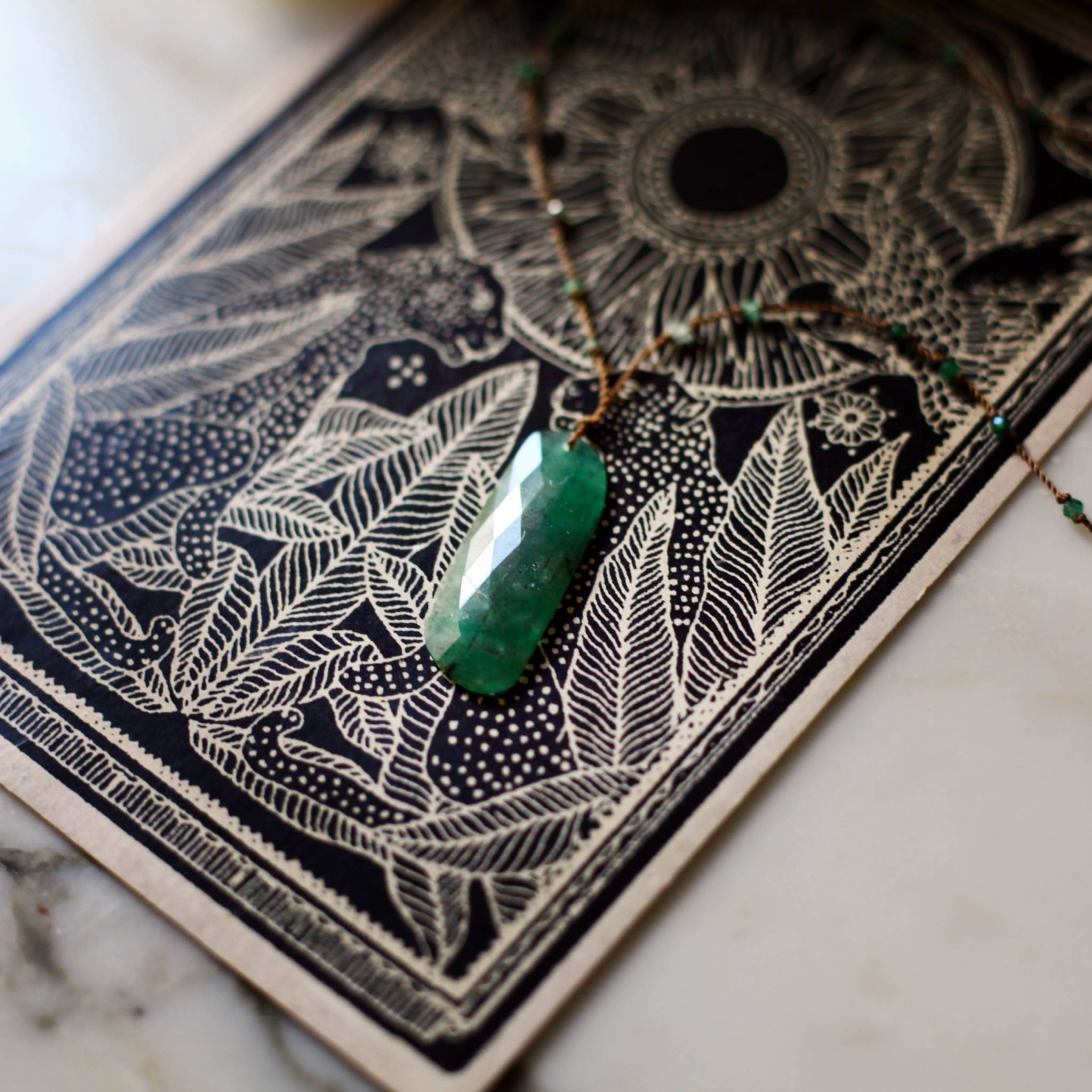 Margaret Solow Jewelry | Emerald + Sterling Silver Drop Necklace | Firecracker