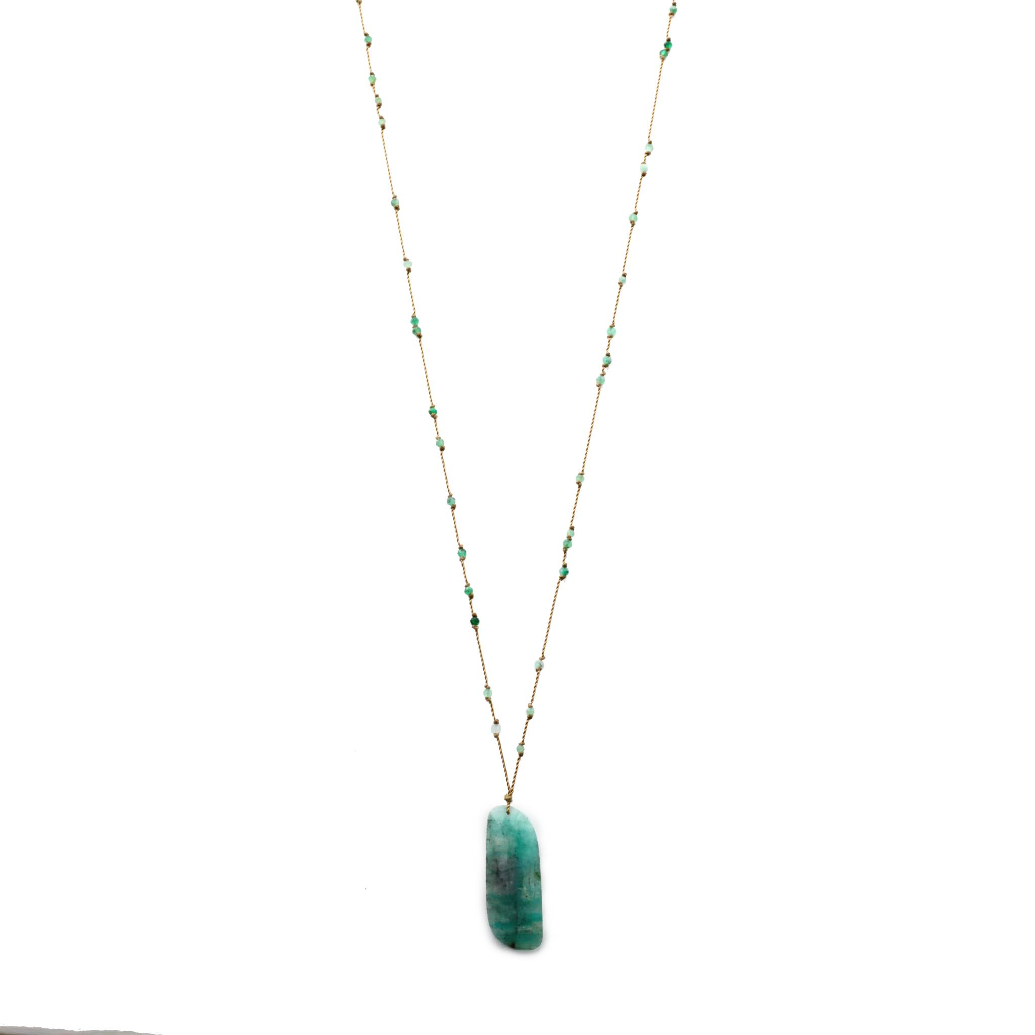 Margaret Solow Jewelry | Emerald + Sterling Silver Drop Necklace | Firecracker