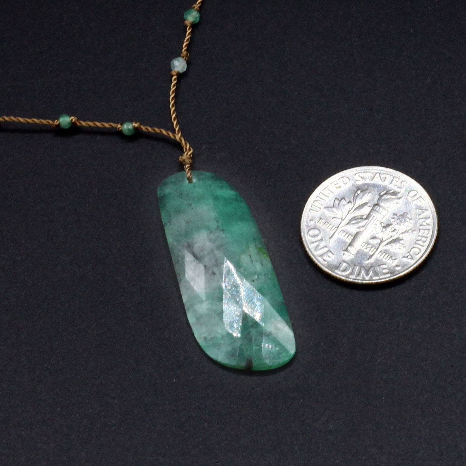 Margaret Solow Jewelry | Emerald + Sterling Silver Drop Necklace | Firecracker
