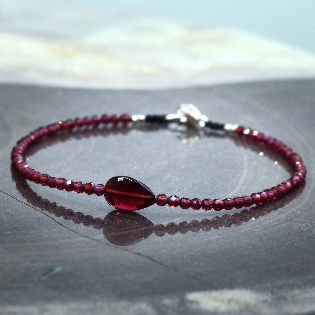 Margaret Solow Jewelry | Garnet + Tourmaline Beaded Bracelet | Firecracker