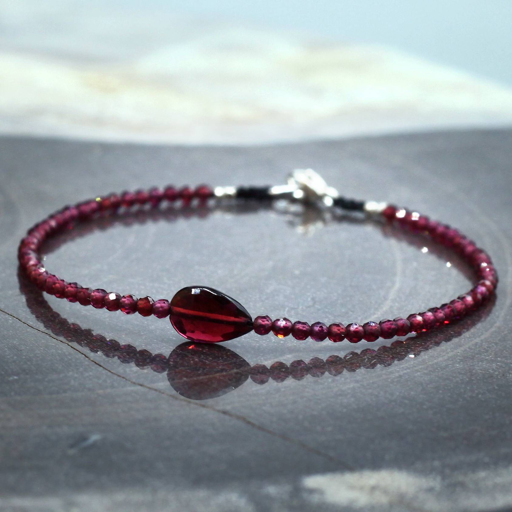 Margaret Solow Jewelry | Garnet + Tourmaline Beaded Bracelet | Firecracker