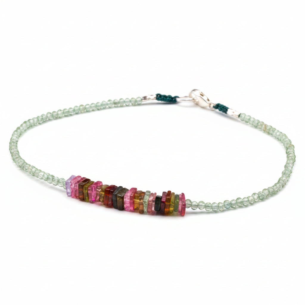 Margaret Solow Jewelry | Green Apatite + Tourmaline Beaded Bracelet | Firecracker