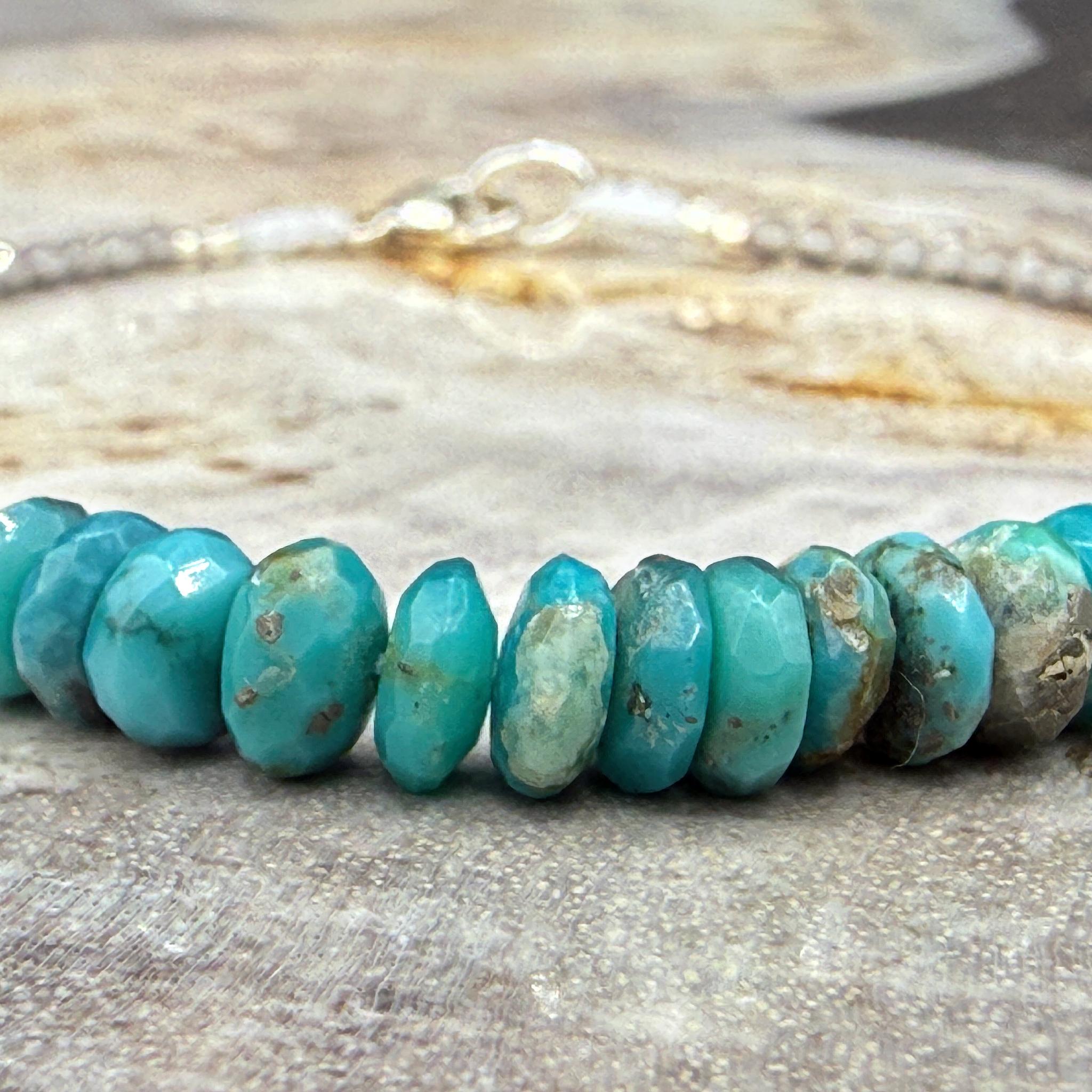 Margaret Solow Jewelry | Grey Moonstone + Turquoise Beaded Gemstone Bracelet | Firecracker
