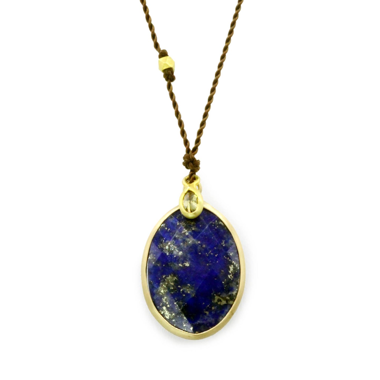 Margaret Solow Jewelry | Lapis 14k + Diamond 18k Gold Drop Necklace | Firecracker