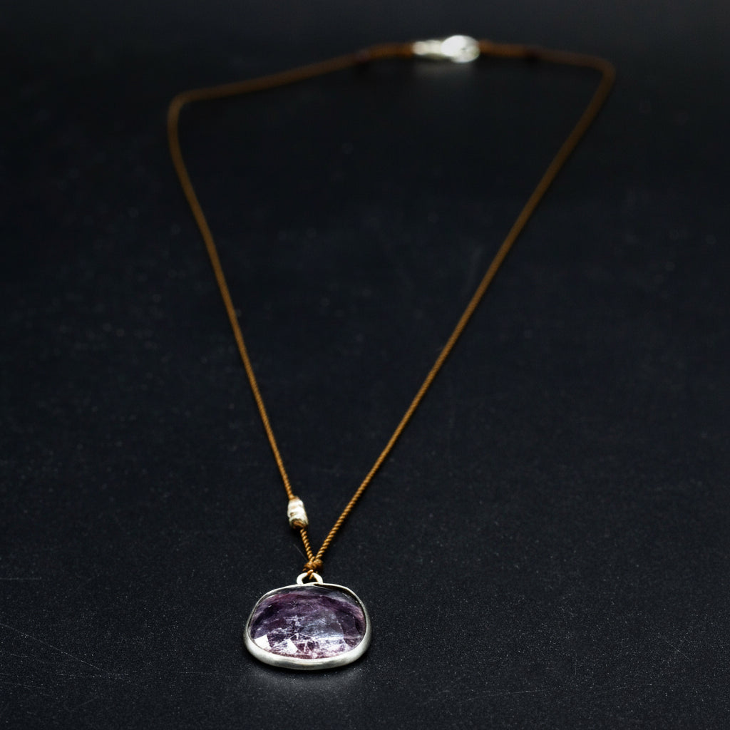 Margaret Solow Jewelry | Sapphire + Sterling Silver Gemstone Necklace | Firecracker