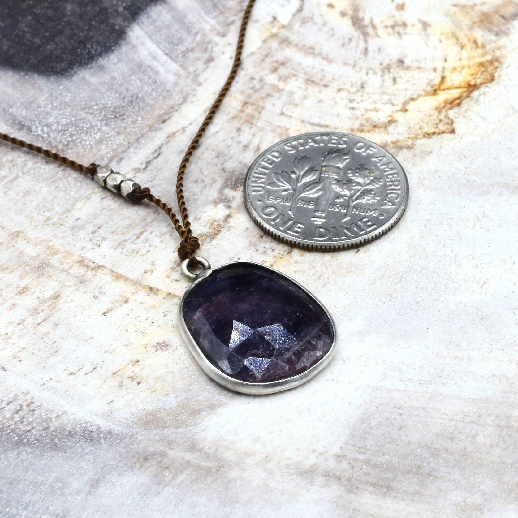 Margaret Solow Jewelry | Sapphire + Sterling Silver Gemstone Necklace | Firecracker