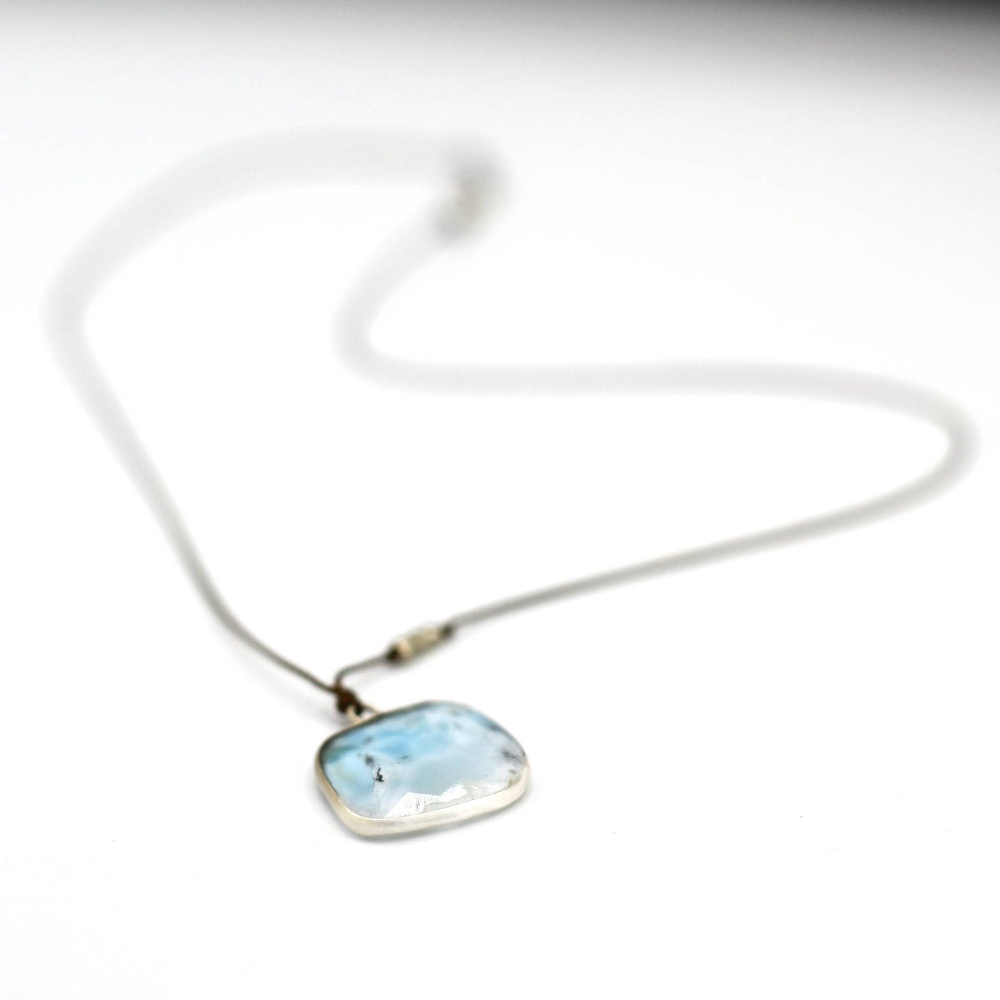 Margaret Solow Jewelry | Larimar + Sterling Silver Drop Necklace | Firecracker