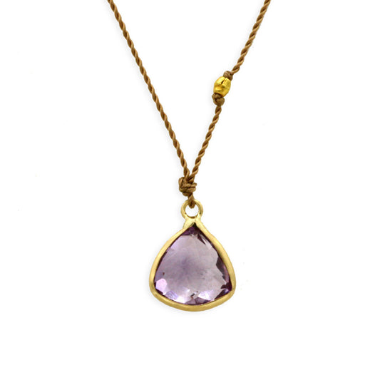 Margaret Solow Jewelry | Lavender Amethyst + 14k Gold Drop Necklace | Firecracker