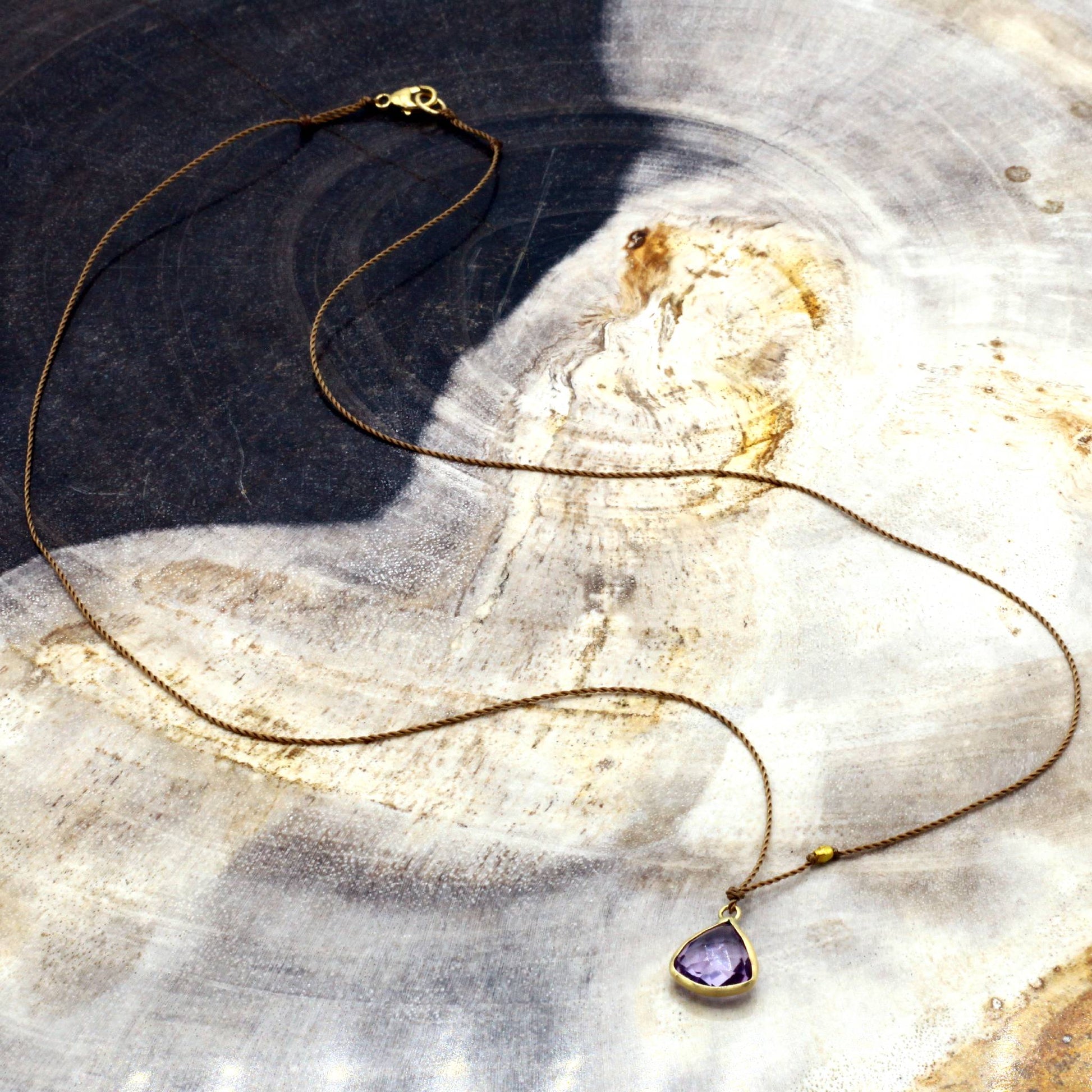 Margaret Solow Jewelry | Lavender Amethyst + 14k Gold Drop Necklace | Firecracker