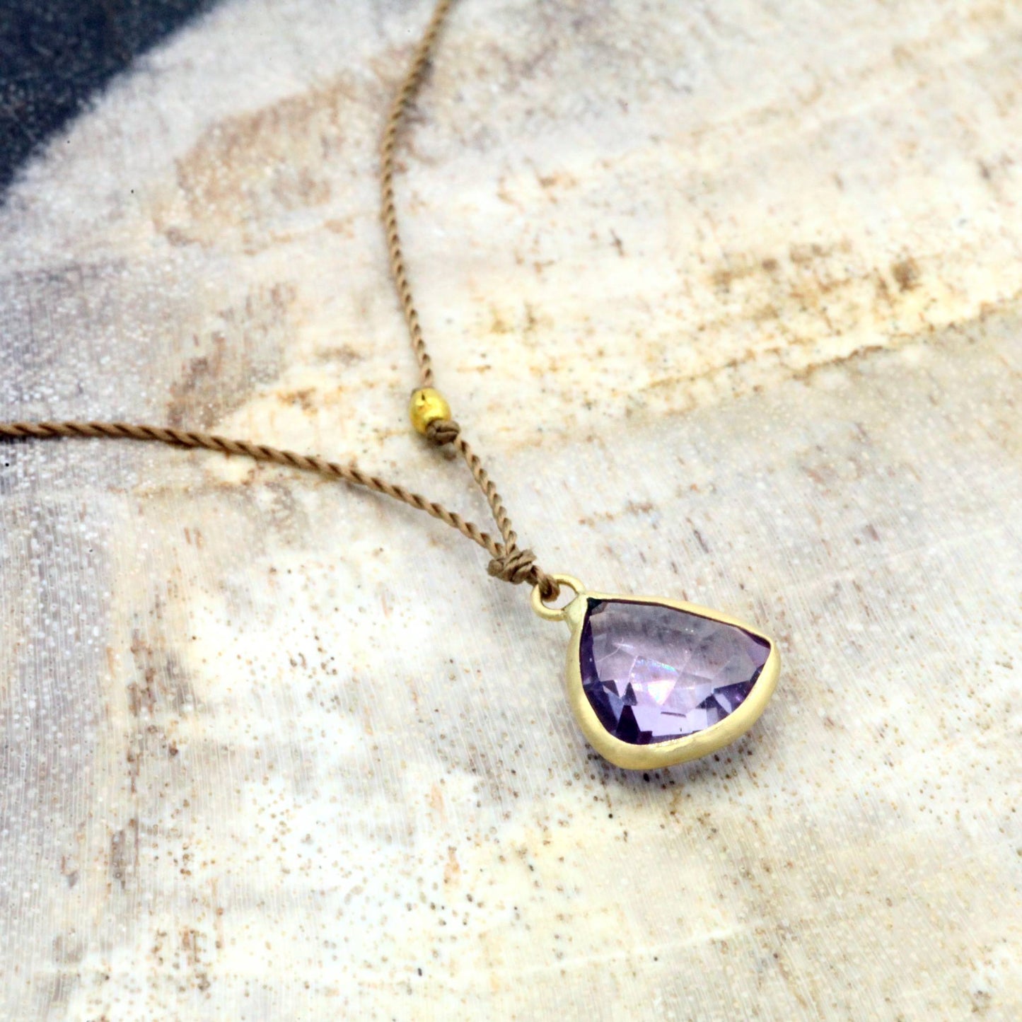 Margaret Solow Jewelry | Lavender Amethyst + 14k Gold Drop Necklace | Firecracker