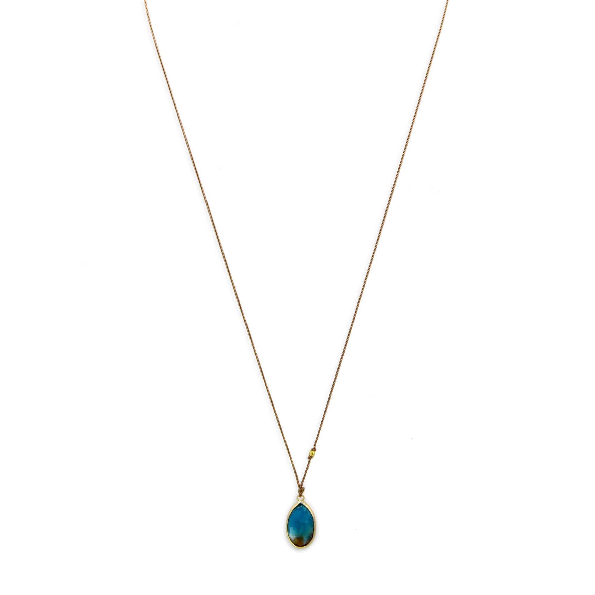 Margaret Solow Jewelry | Peruvian Opal + 14k Gold Drop Necklace | Firecracker