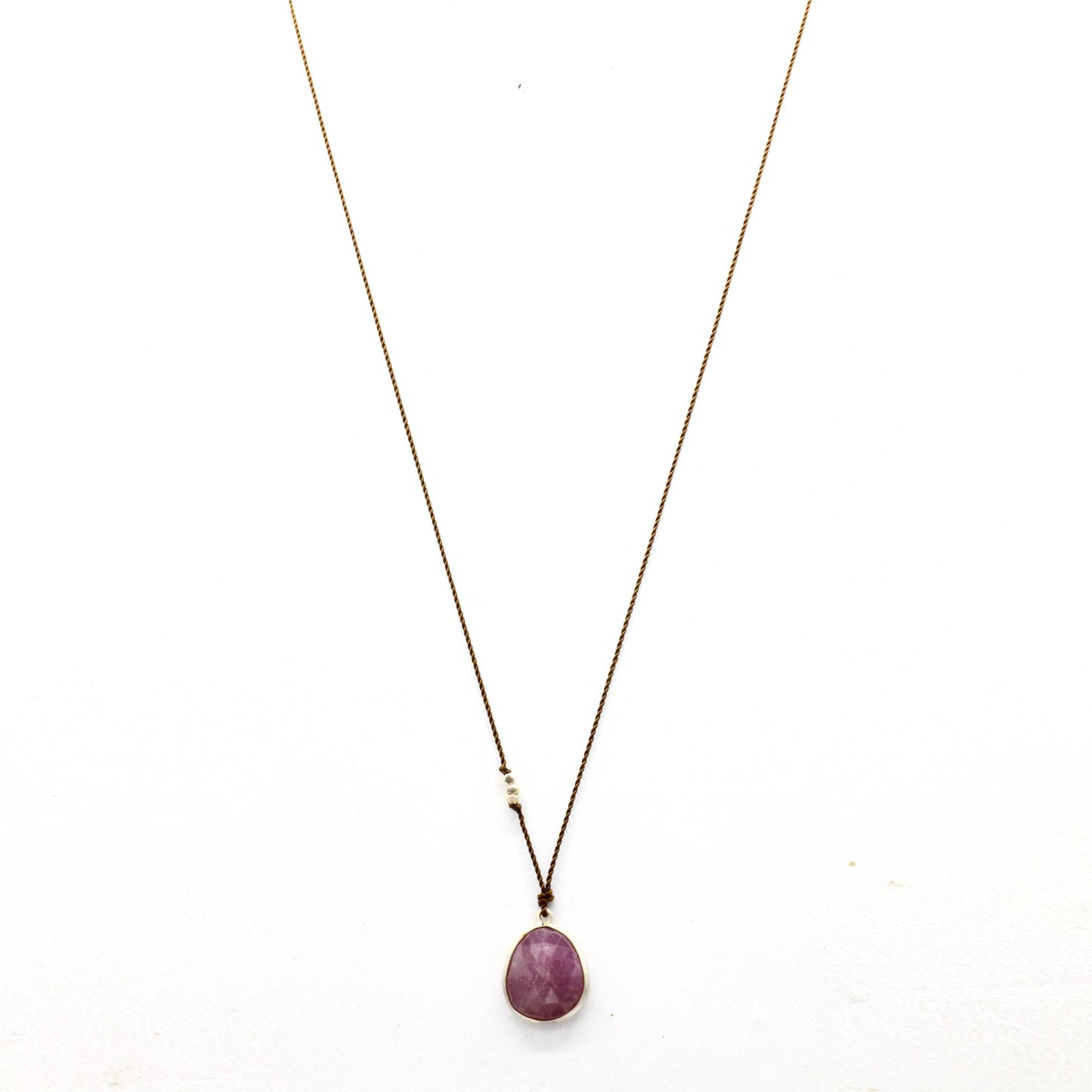 Margaret Solow Jewelry | Pink Sapphire + Sterling Silver Necklace | Firecracker