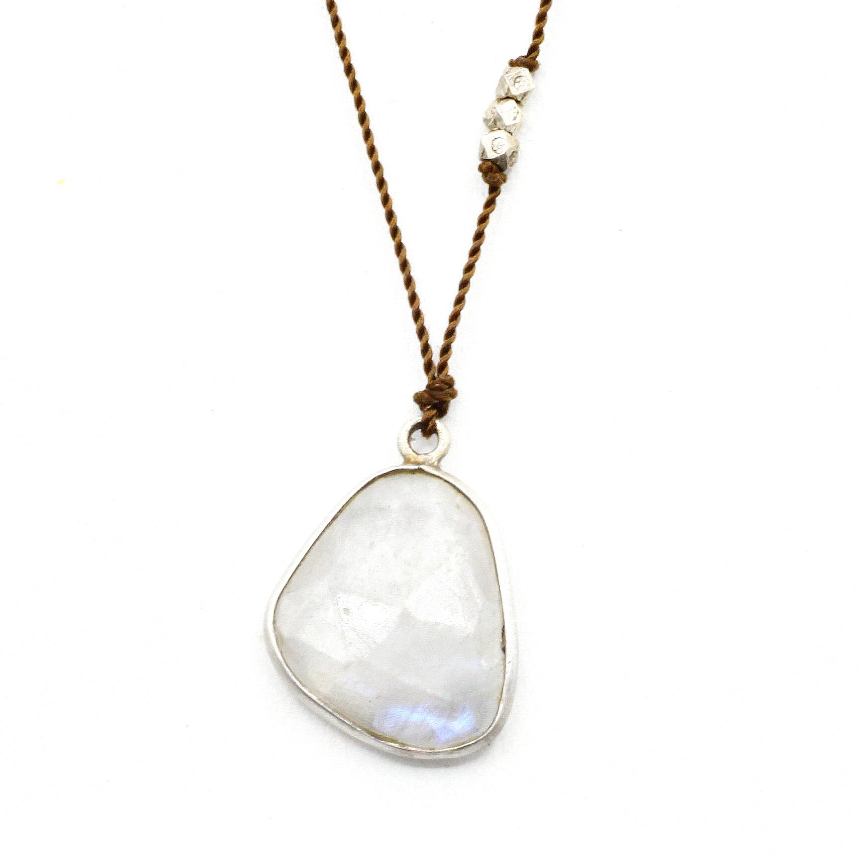 Margaret Solow Jewelry | Rainbow Moonstone Gemstone Necklace | Firecracker