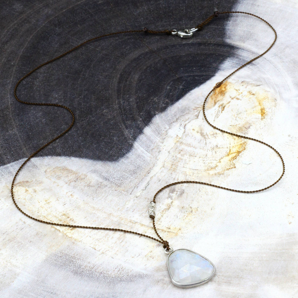 Margaret Solow Jewelry | Rainbow Moonstone Gemstone Necklace | Firecracker