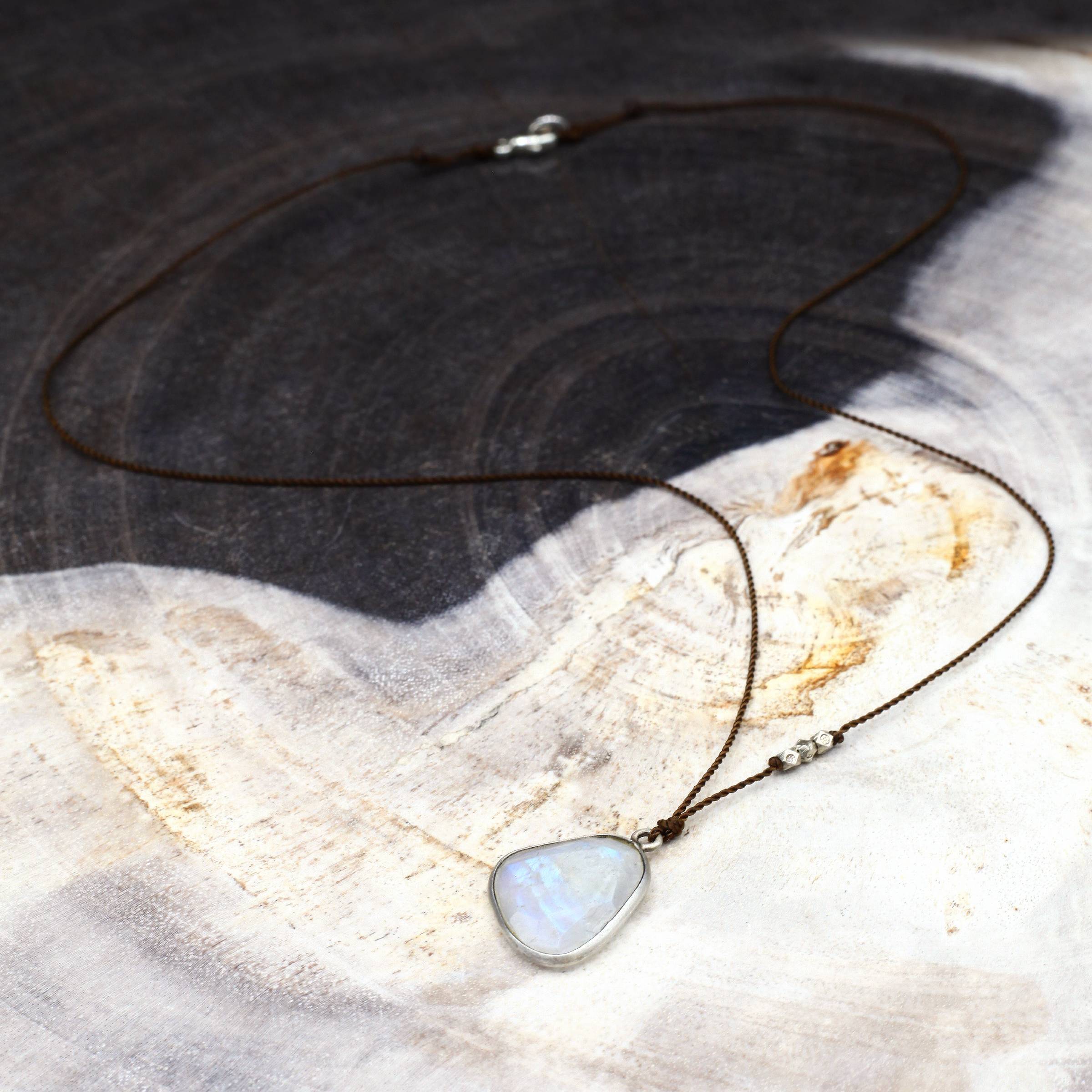 Margaret Solow Jewelry | Rainbow Moonstone Gemstone Necklace | Firecracker