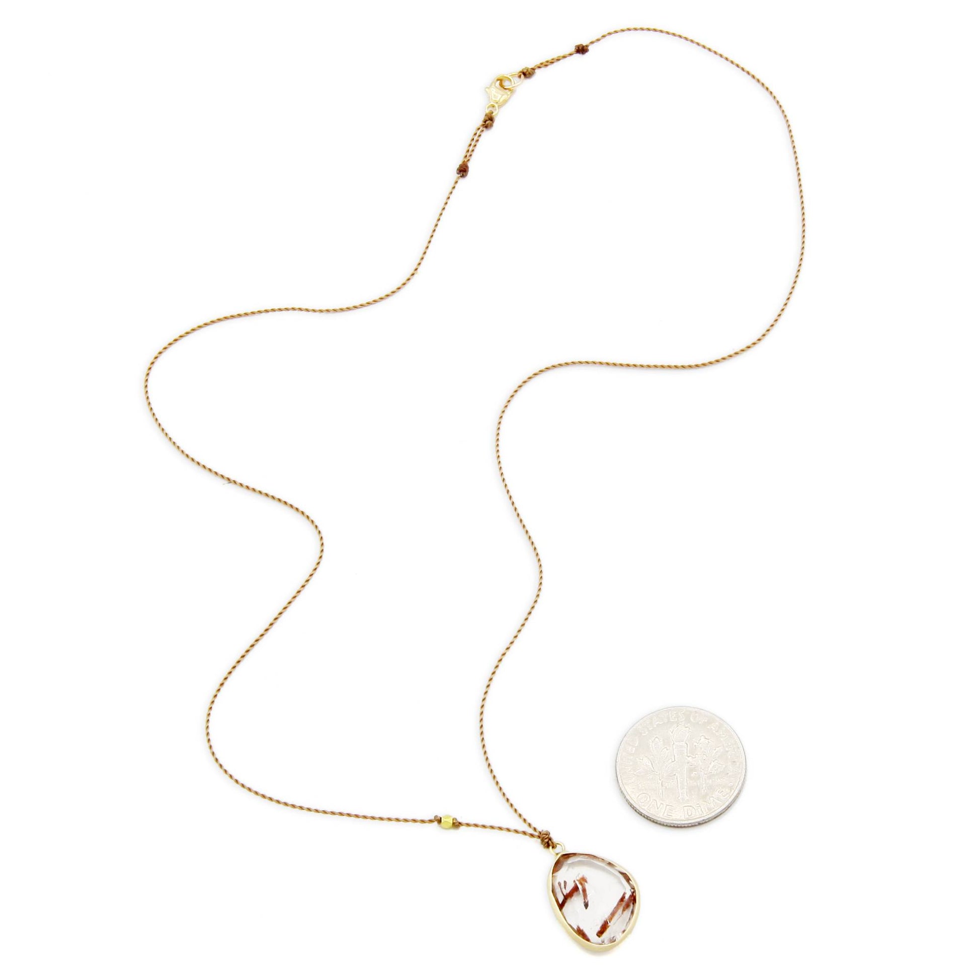 Margaret Solow Jewelry | Rutilated Quartz + 14k Gold Drop Necklace | Firecracker