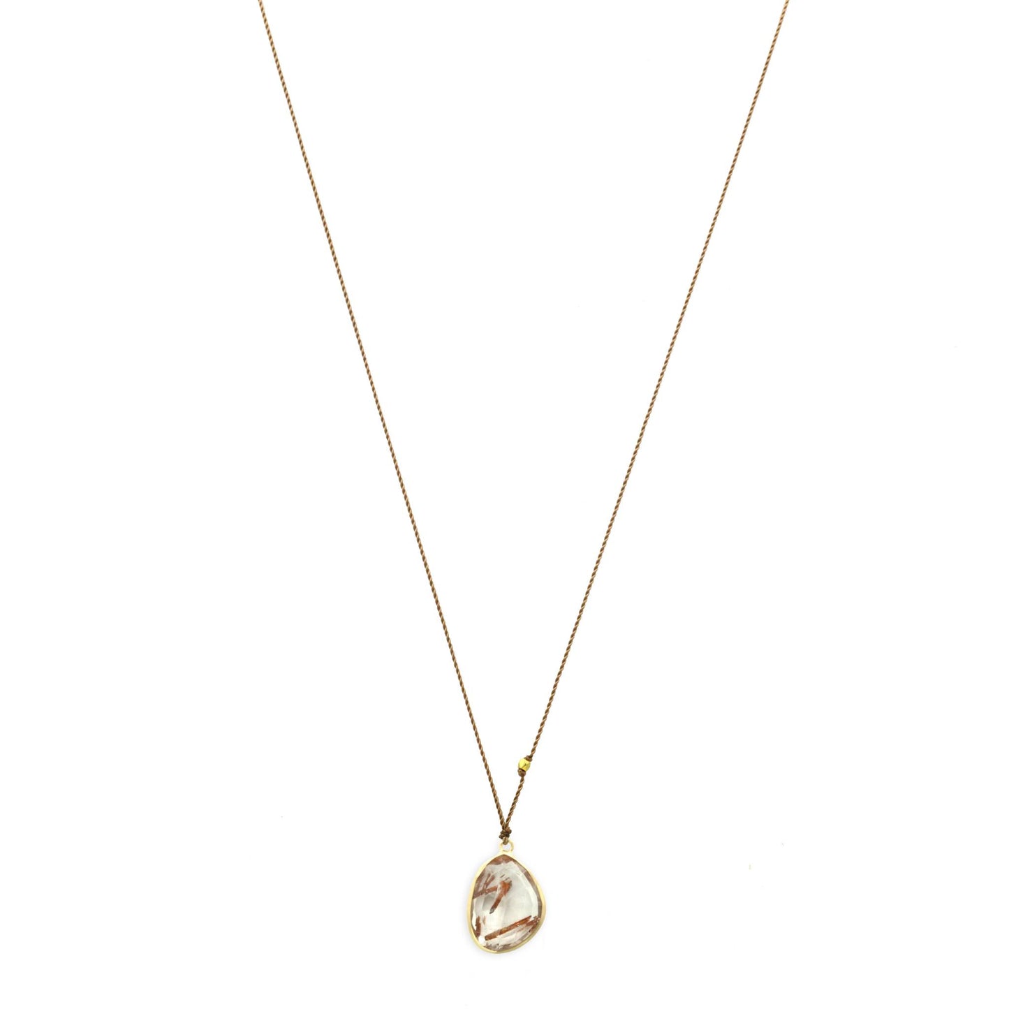 Margaret Solow Jewelry | Rutilated Quartz + 14k Gold Drop Necklace | Firecracker