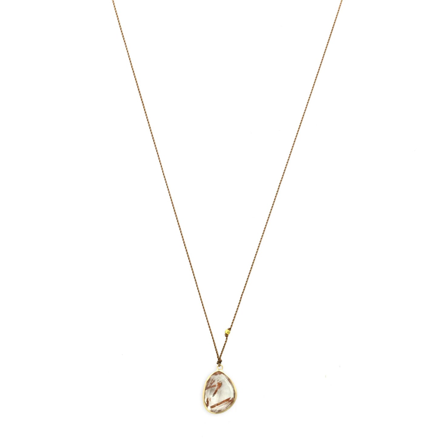 Margaret Solow Jewelry | Rutilated Quartz + 14k Gold Drop Necklace | Firecracker