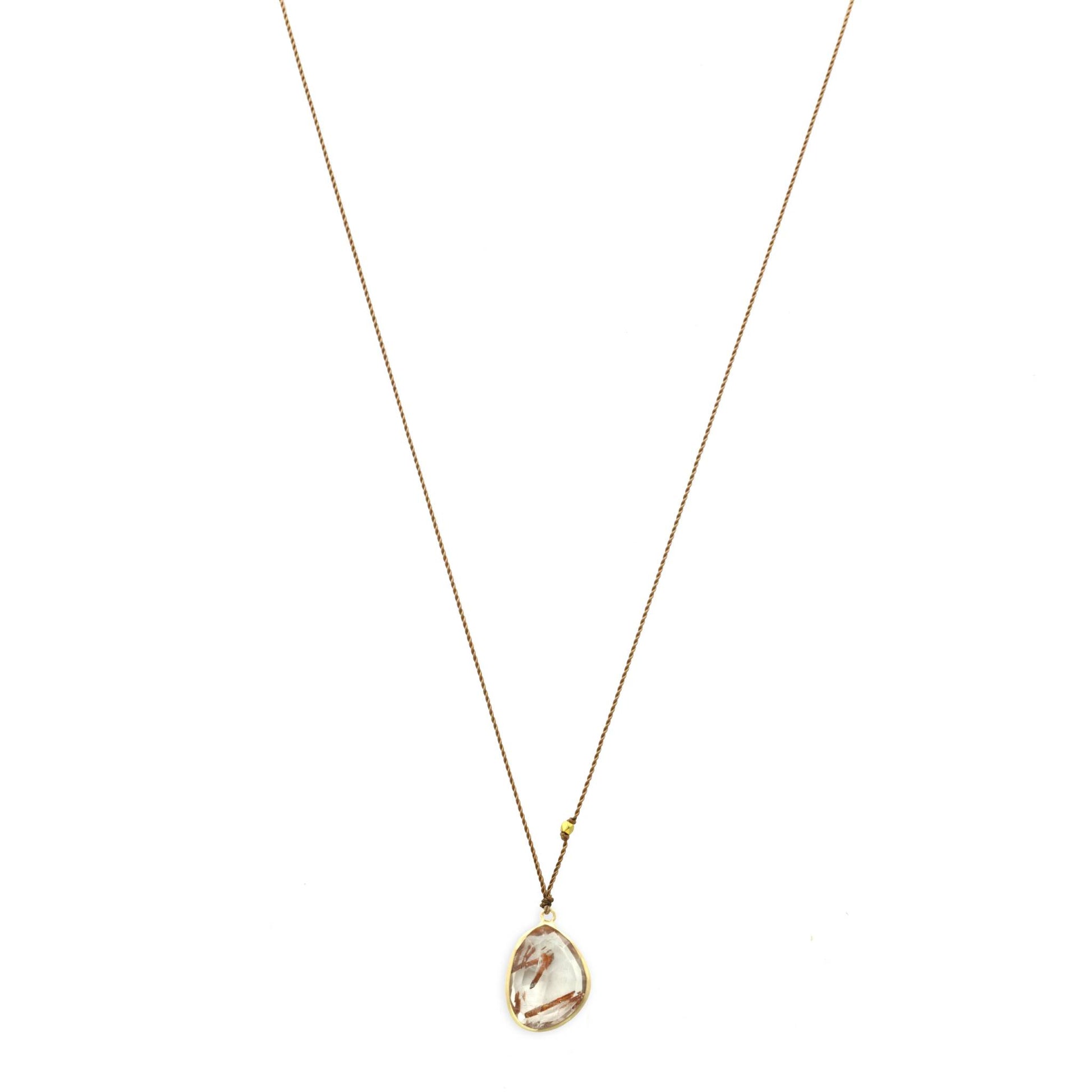 Margaret Solow Jewelry | Rutilated Quartz + 14k Gold Drop Necklace | Firecracker