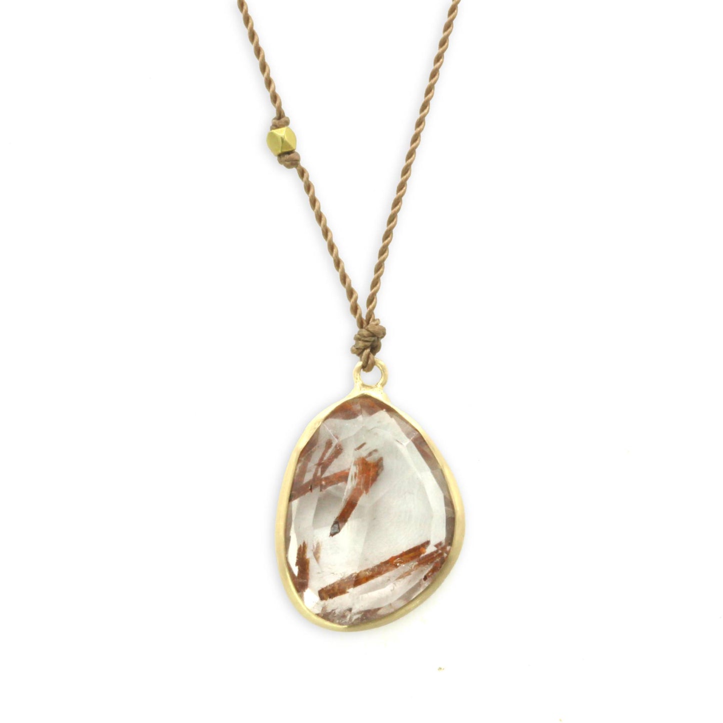 Margaret Solow Jewelry | Rutilated Quartz + 14k Gold Drop Necklace | Firecracker