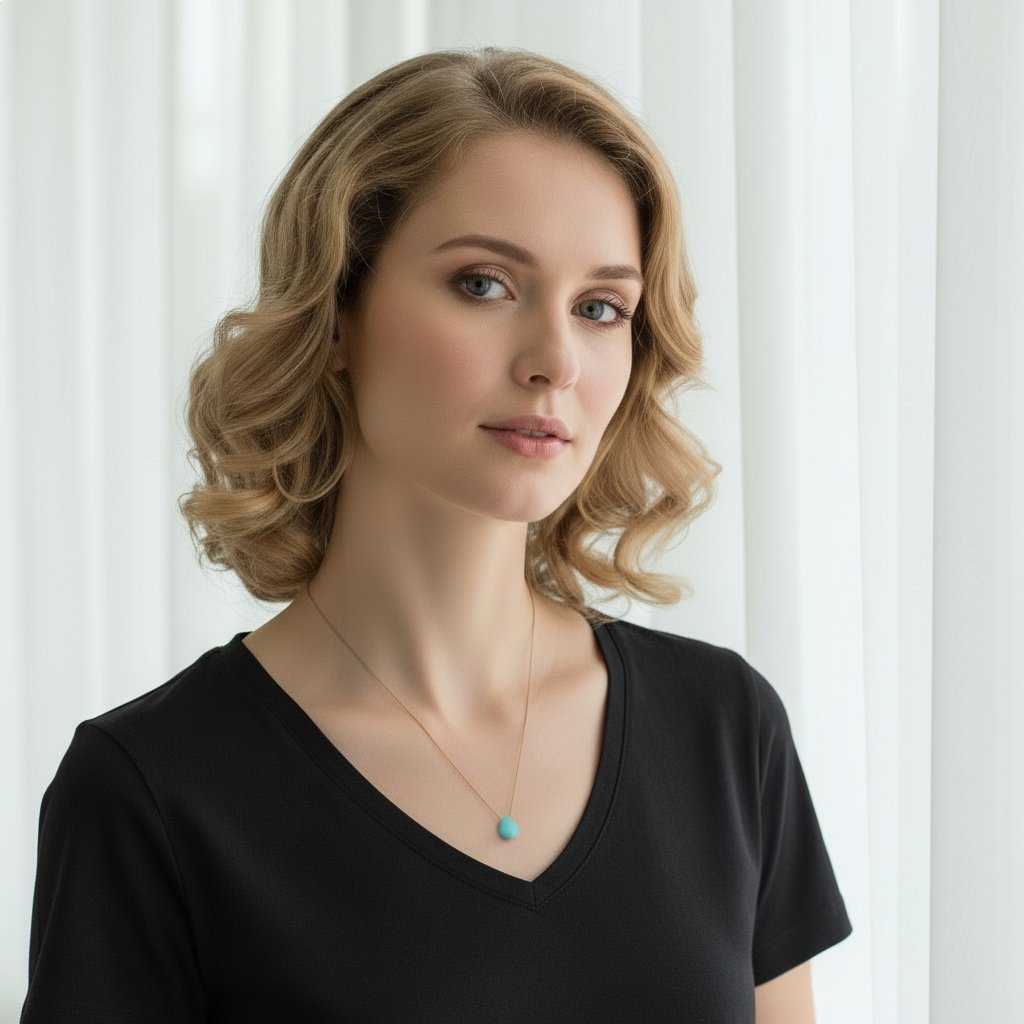 Margaret Solow Jewelry | Sleeping Beauty Turquoise "Zen Gem" Necklace | Firecracker