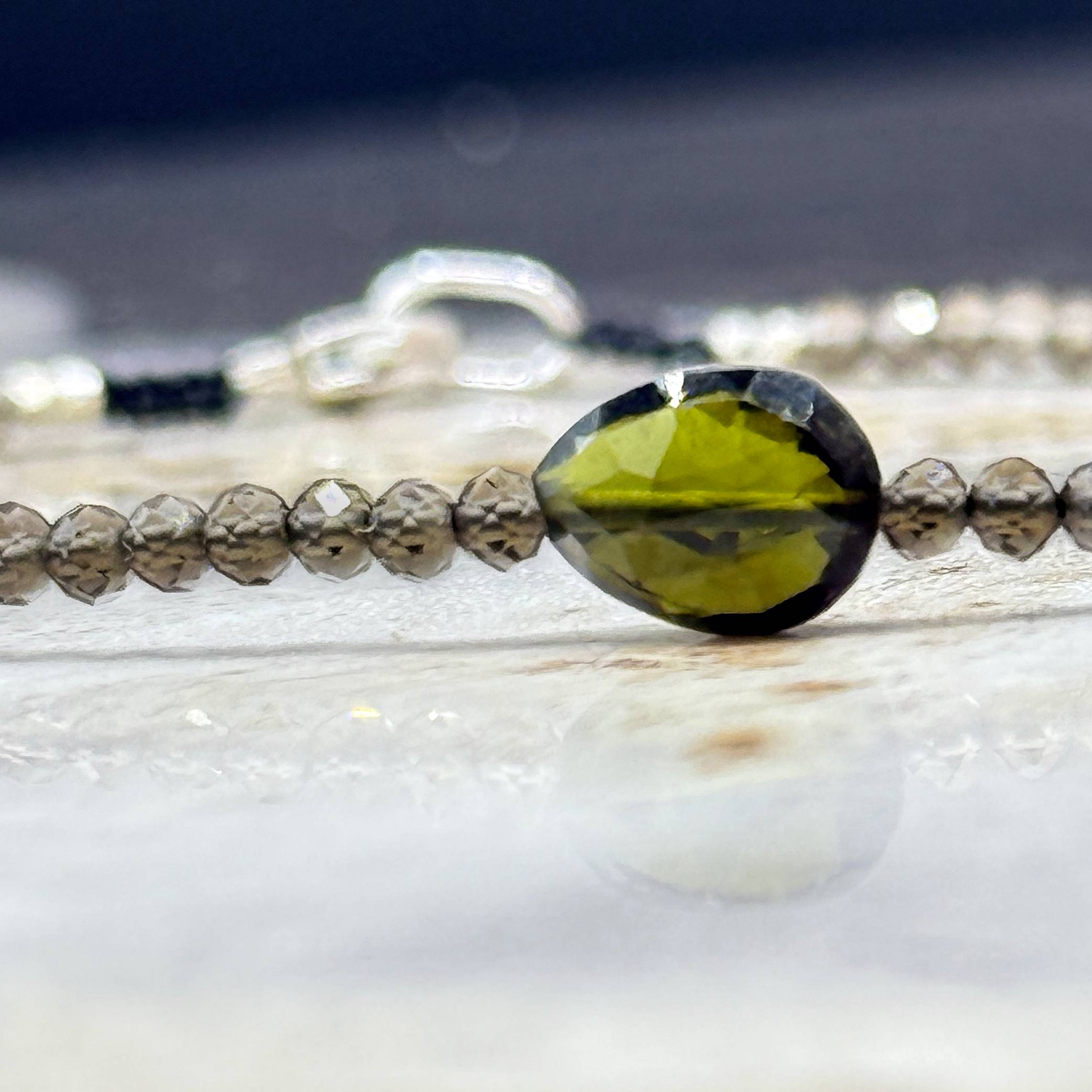 Margaret Solow Jewelry | Smokey Quartz Tourmaline + Sterling Silver Gemstone Bracelet | Firecracker