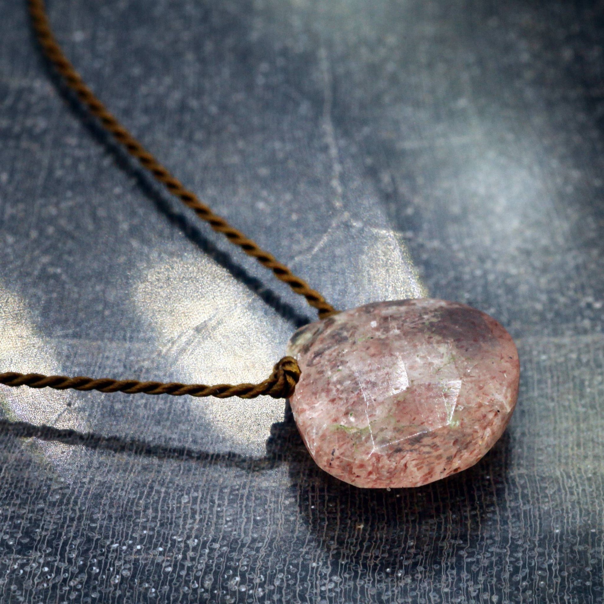 Margaret Solow Jewelry | Strawberry Quartz "Zen Gem" Necklace | Firecracker