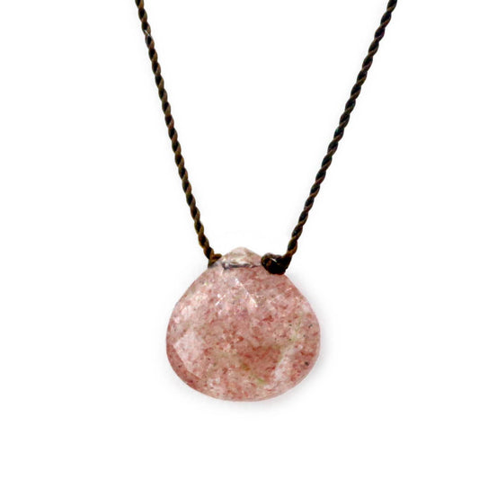 Margaret Solow Jewelry | Strawberry Quartz "Zen Gem" Necklace | Firecracker
