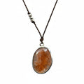 Margaret Solow Jewelry | Sunstone + Sterling Silver Drop Necklace | Firecracker