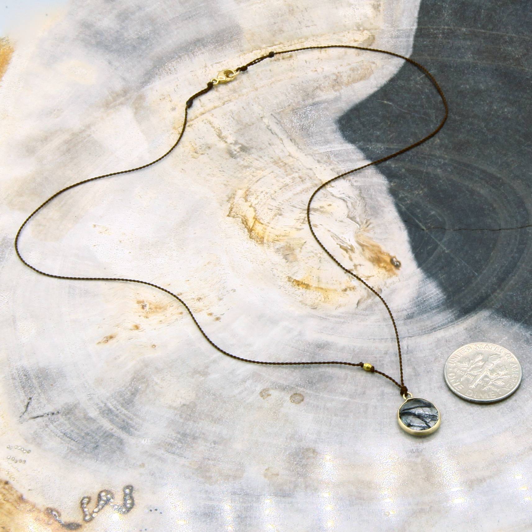 Margaret Solow Jewelry | Tourmalated Quartz + 14k Gold Drop Necklace | Firecracker