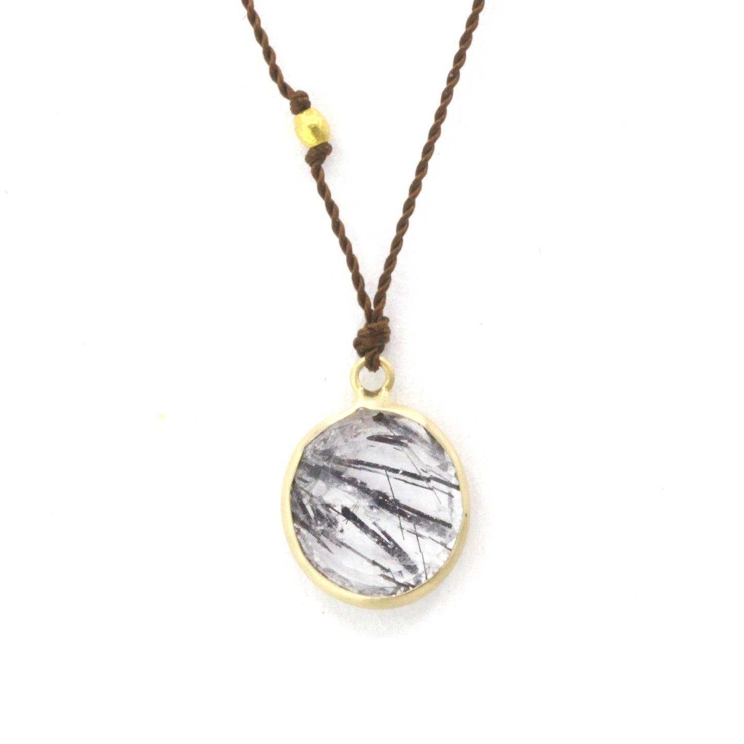 Margaret Solow Jewelry | Tourmalated Quartz + 14k Gold Drop Necklace | Firecracker