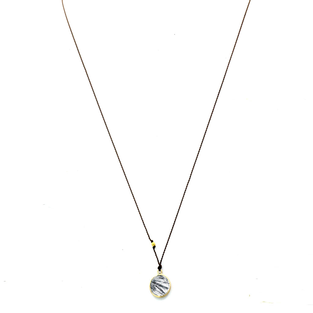 Margaret Solow Jewelry | Tourmalated Quartz + 14k Gold Drop Necklace | Firecracker