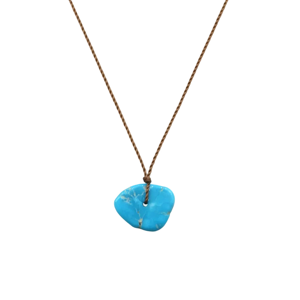 Margaret Solow Jewelry | Turquoise Slice + Sterling Silver Necklace| Firecracker