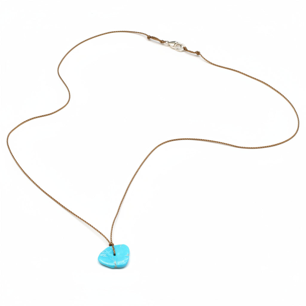 Margaret Solow Jewelry | Turquoise Slice + Sterling Silver Necklace| Firecracker