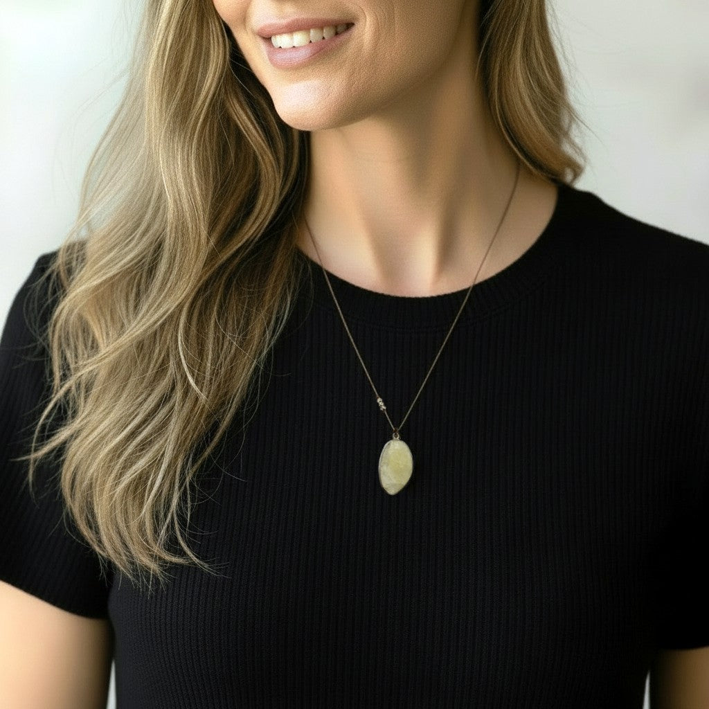 Margaret Solow Jewelry | Yellow Sapphire + Sterling Silver Drop Necklace | Firecracker