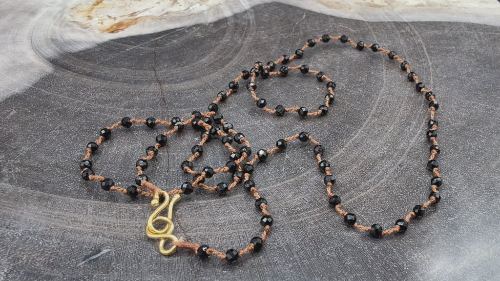 Lena Skadegard Jewelry | Black Spinel + 9k Gold Gemstone Necklace | Firecracker