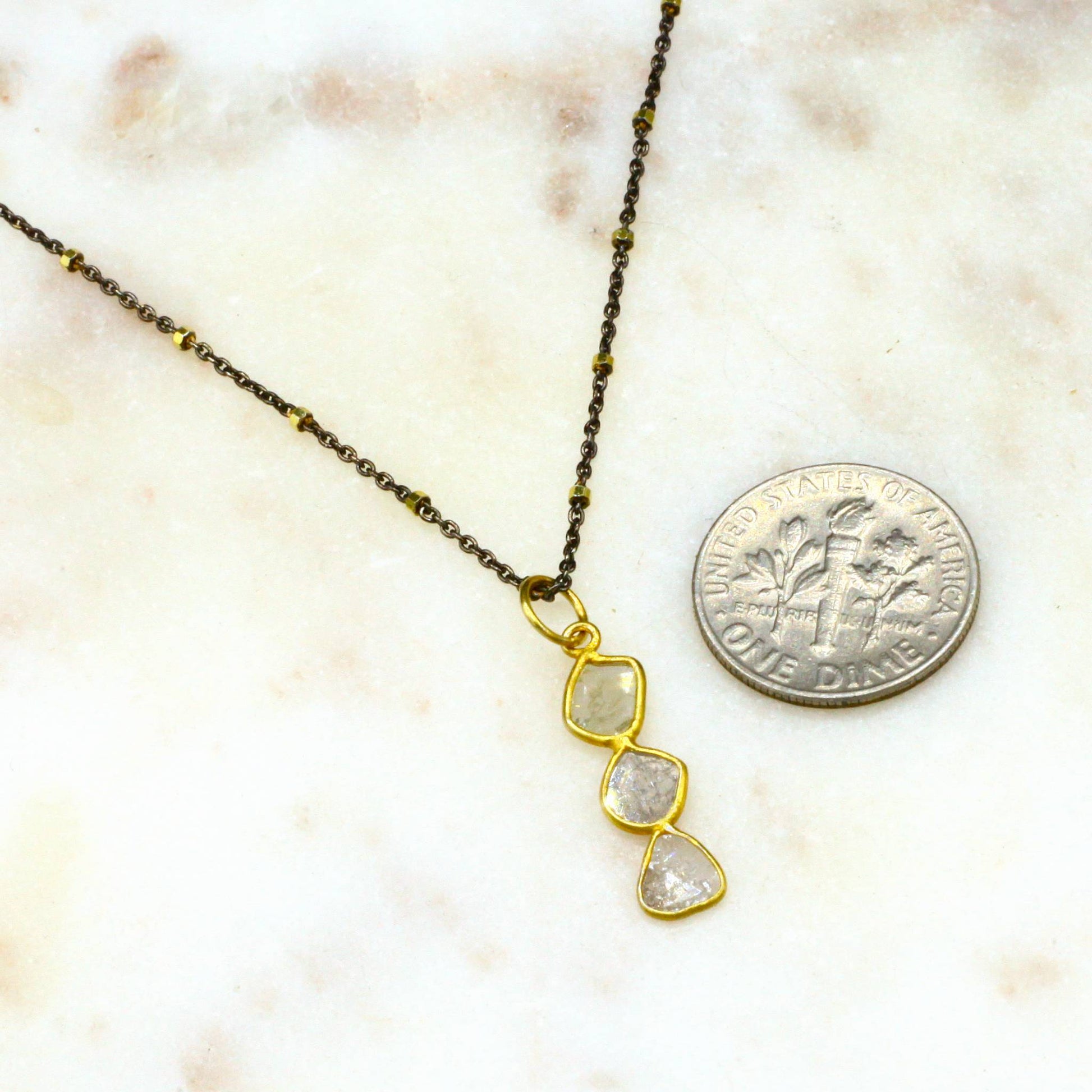 Robindira Unsworth Jewelry | Diamond Slice + 22k Gold Vermeil Collar Necklace | Firecracker