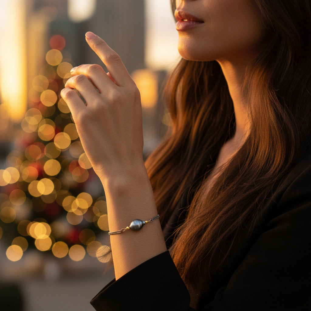 Robindira Unsworth Jewelry | Tahitian Pearl + Oxidized Sterling Silver Bracelet | Firecracker