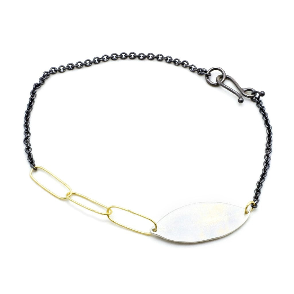 Sarah McGuire Studio | "Petal" Oxidized Silver + 18k Gold Chain Bracelet | Firecracker