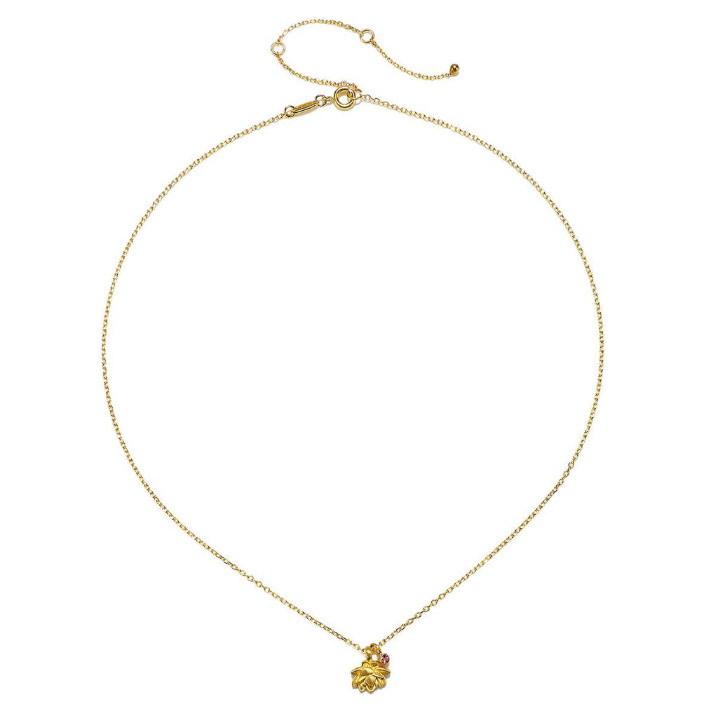 Satya Jewelry | ""Bloom in Peace" Lotus + Tourmaline Gemstone Necklace | Firecracker