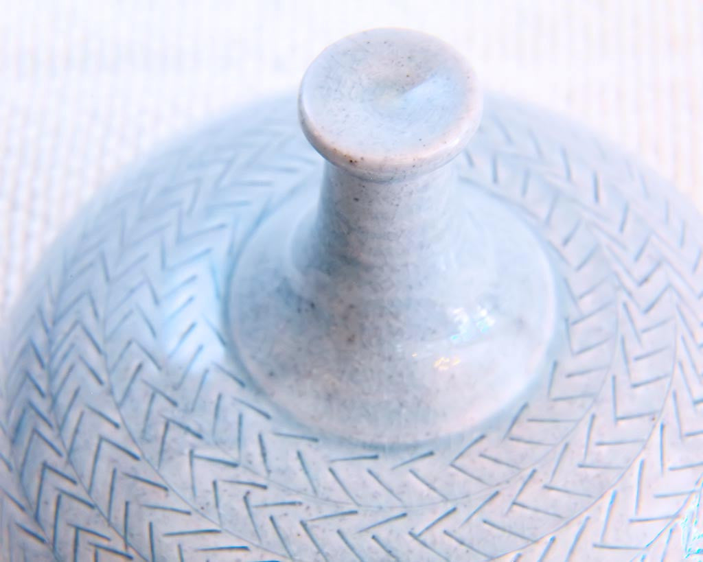 Len Carella Ceramics | Glazed Stoneware Jar w/ Herringbone Detail | Firecracker