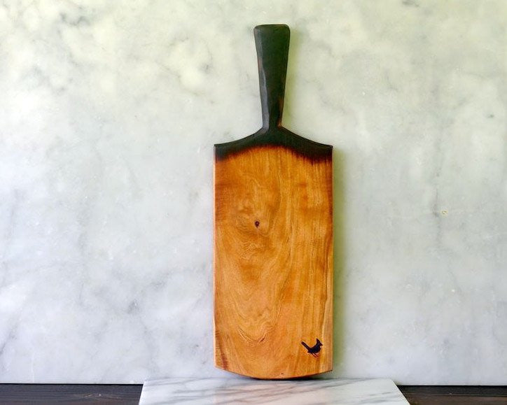 Me Speak Design | Cherry Wood Serving Board w/ Handle | Firecracker
