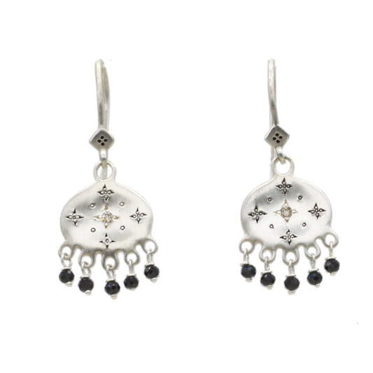 Adel Chefridi Studio | Diamond + Black Spinel Beaded "New Moon" Earrings | Firecracker