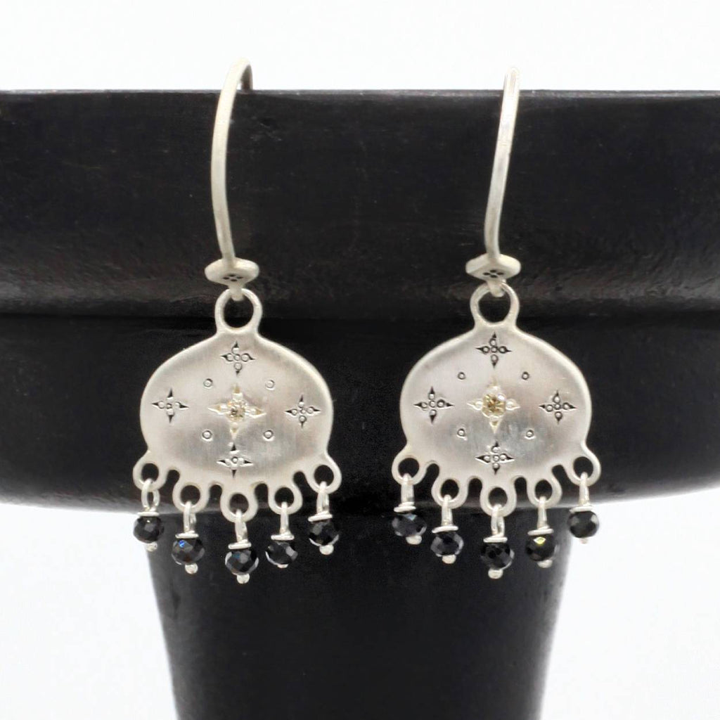 Adel Chefridi Studio | Diamond + Black Spinel Beaded "New Moon" Earrings | Firecracker